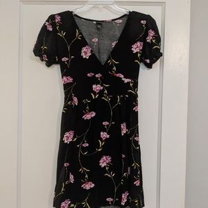 Black Dress with Pink Carnations